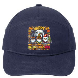 Happy Hallothanksmas Gnomes Lover Halloween Merry Christmas 7-Panel Snapback Hat