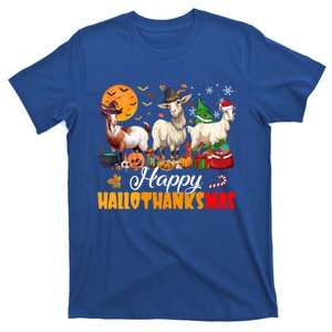 Happy Hallothanksmas Goat Halloween Thanksgiving Christmas T-Shirt