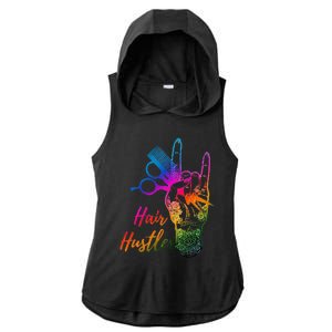 Hair Hustler Hair Stylist Hairdresser Barber Retro Ladies PosiCharge Tri-Blend Wicking Draft Hoodie Tank