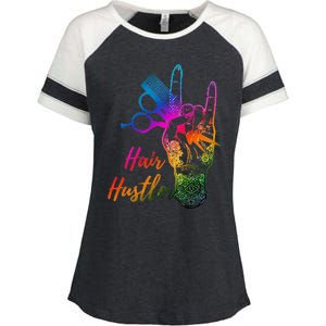 Hair Hustler Hair Stylist Hairdresser Barber Retro Enza Ladies Jersey Colorblock Tee