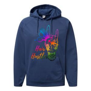 Hair Hustler Hair Stylist Hairdresser Barber Retro Performance Fleece Hoodie