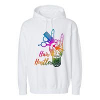 Hair Hustler Hair Stylist Hairdresser Barber Retro Garment-Dyed Fleece Hoodie