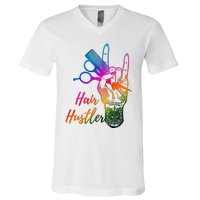 Hair Hustler Hair Stylist Hairdresser Barber Retro V-Neck T-Shirt