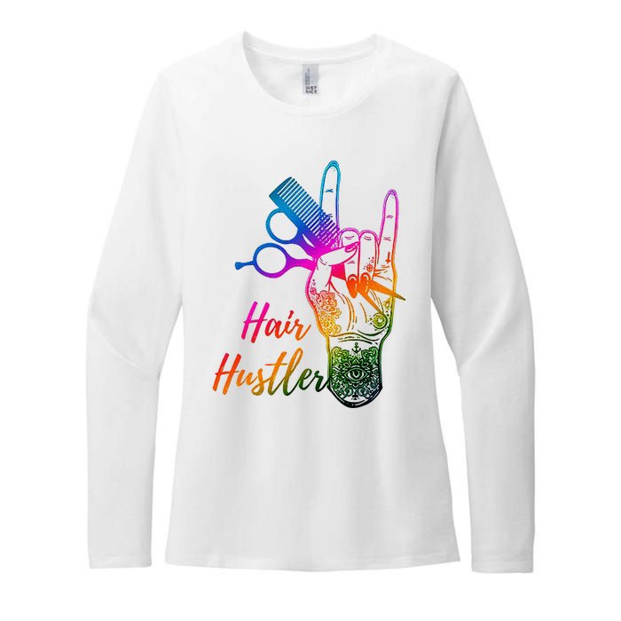 Hair Hustler Hair Stylist Hairdresser Barber Retro Womens CVC Long Sleeve Shirt