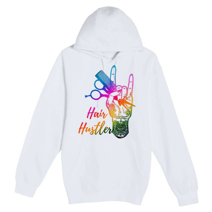 Hair Hustler Hair Stylist Hairdresser Barber Retro Premium Pullover Hoodie