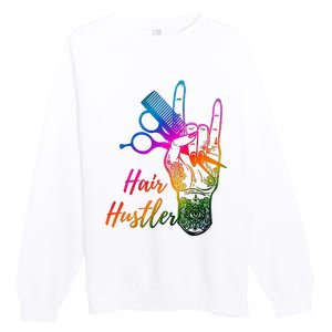 Hair Hustler Hair Stylist Hairdresser Barber Retro Premium Crewneck Sweatshirt