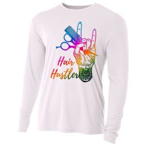 Hair Hustler Hair Stylist Hairdresser Barber Retro Cooling Performance Long Sleeve Crew