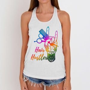 Hair Hustler Hair Stylist Hairdresser Barber Retro Women's Knotted Racerback Tank