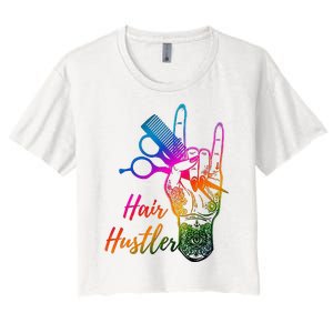 Hair Hustler Hair Stylist Hairdresser Barber Retro Women's Crop Top Tee