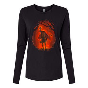 Halloween Headless Horseman Folklore Pumpkin JackOLantern Womens Cotton Relaxed Long Sleeve T-Shirt