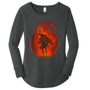 Halloween Headless Horseman Folklore Pumpkin JackOLantern Women's Perfect Tri Tunic Long Sleeve Shirt