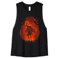 Halloween Headless Horseman Folklore Pumpkin JackOLantern Women's Racerback Cropped Tank