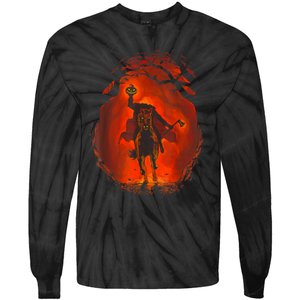 Halloween Headless Horseman Folklore Pumpkin JackOLantern Tie-Dye Long Sleeve Shirt