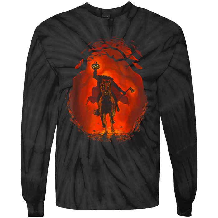 Halloween Headless Horseman Folklore Pumpkin JackOLantern Tie-Dye Long Sleeve Shirt