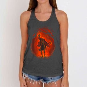 Halloween Headless Horseman Folklore Pumpkin JackOLantern Women's Knotted Racerback Tank