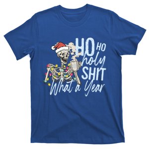 Ho Ho Holy Shit What A Year Cute Gift Funny Christmas Skeleton Gift T-Shirt