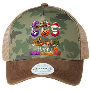 Happy Hallothanksmas Halloween Thanksgiving Christmas Legacy Tie Dye Trucker Hat