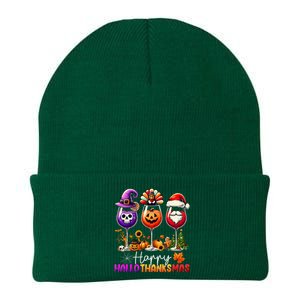 Happy Hallothanksmas Halloween Thanksgiving Christmas Knit Cap Winter Beanie