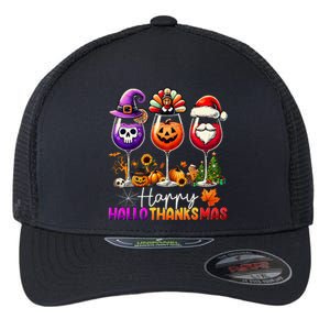 Happy Hallothanksmas Halloween Thanksgiving Christmas Flexfit Unipanel Trucker Cap