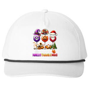 Happy Hallothanksmas Halloween Thanksgiving Christmas Snapback Five-Panel Rope Hat