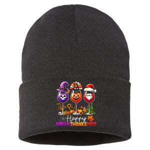 Happy Hallothanksmas Halloween Thanksgiving Christmas Sustainable Knit Beanie