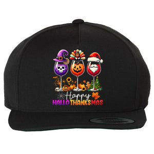 Happy Hallothanksmas Halloween Thanksgiving Christmas Wool Snapback Cap