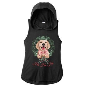 Ho Ho Ho Yellow Labrador Christmas Gift Ladies PosiCharge Tri-Blend Wicking Draft Hoodie Tank