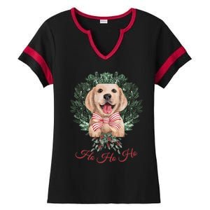 Ho Ho Ho Yellow Labrador Christmas Gift Ladies Halftime Notch Neck Tee