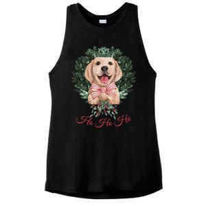 Ho Ho Ho Yellow Labrador Christmas Gift Ladies PosiCharge Tri-Blend Wicking Tank