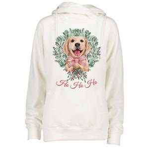 Ho Ho Ho Yellow Labrador Christmas Gift Womens Funnel Neck Pullover Hood