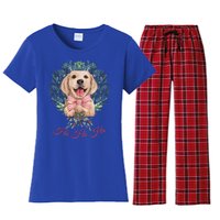 Ho Ho Ho Yellow Labrador Christmas Gift Women's Flannel Pajama Set