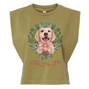 Ho Ho Ho Yellow Labrador Christmas Gift Garment-Dyed Women's Muscle Tee