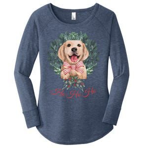 Ho Ho Ho Yellow Labrador Christmas Gift Women's Perfect Tri Tunic Long Sleeve Shirt