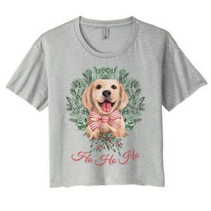 Ho Ho Ho Yellow Labrador Christmas Gift Women's Crop Top Tee