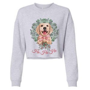 Ho Ho Ho Yellow Labrador Christmas Gift Cropped Pullover Crew