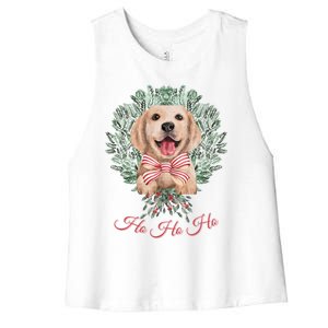 Ho Ho Ho Yellow Labrador Christmas Gift Women's Racerback Cropped Tank