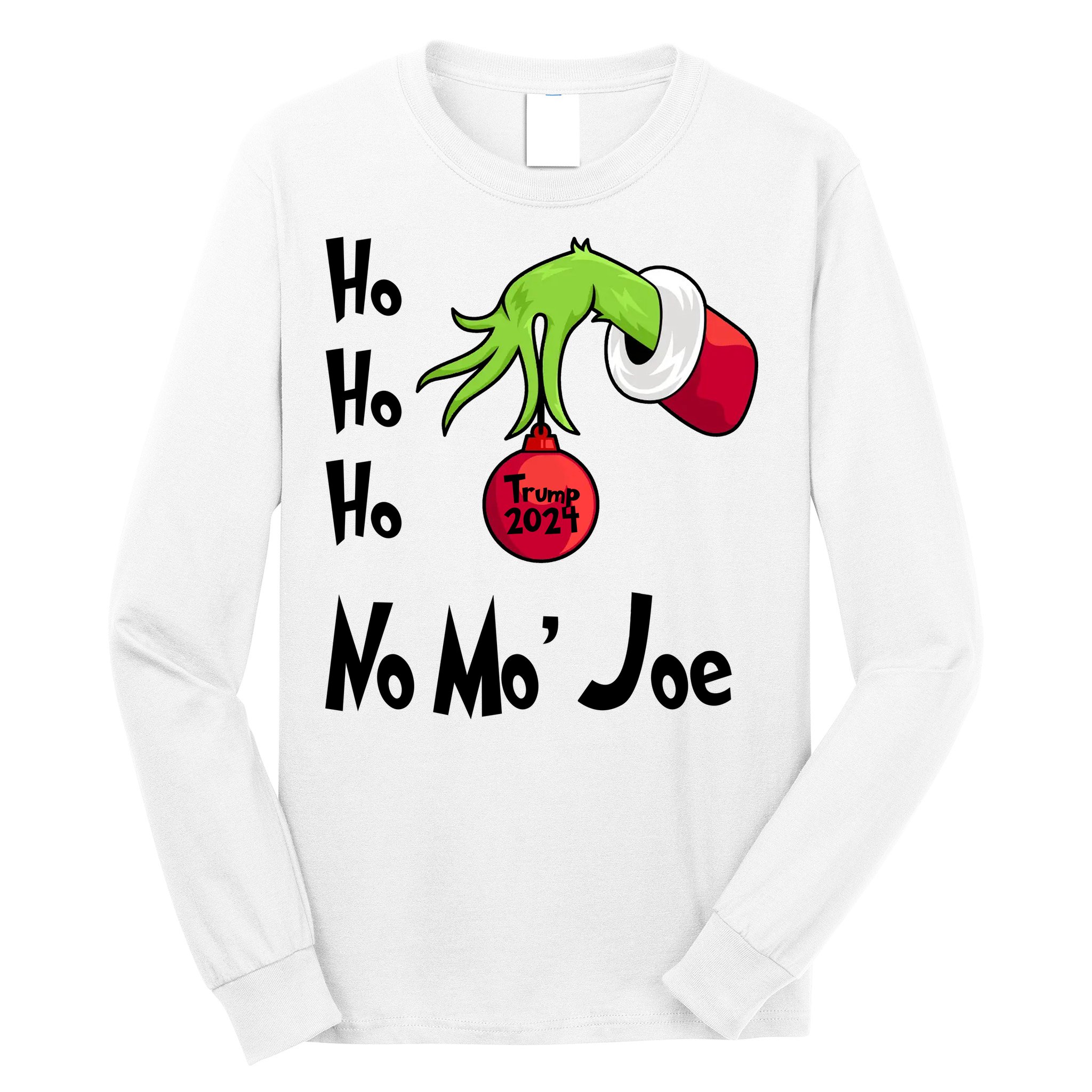 Ho Ho Ho No More Joe Trump 2024 Funny Christmas Long Sleeve Shirt