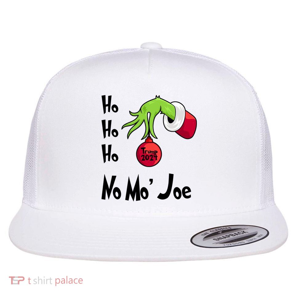 Ho Ho Ho No More Joe Trump 2024 Funny Christmas Flat Bill Trucker Hat
