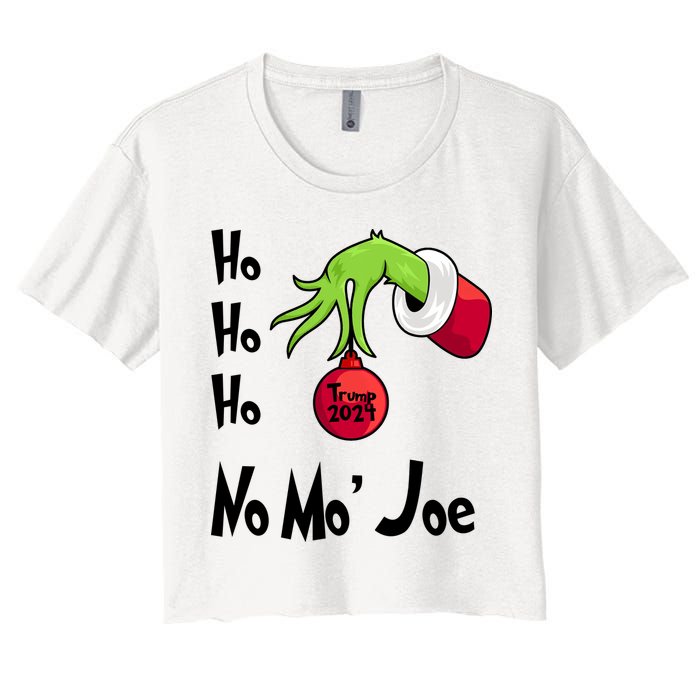 Ho Ho Ho No More Joe Trump 2024 Funny Christmas Women's Crop Top Tee