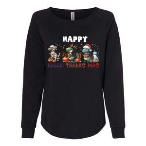 Happy Hallothanksmas Halloween Merry Christmas Dinosaurs Great Gift Womens California Wash Sweatshirt