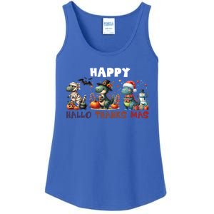 Happy Hallothanksmas Halloween Merry Christmas Dinosaurs Great Gift Ladies Essential Tank