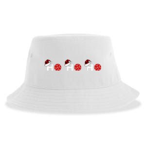 Ho Ho Ho Pickleball And Red Plaid Santa Hats Sustainable Bucket Hat