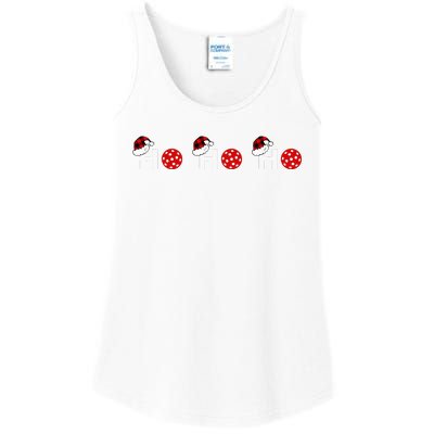 Ho Ho Ho Pickleball And Red Plaid Santa Hats Ladies Essential Tank