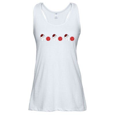 Ho Ho Ho Pickleball And Red Plaid Santa Hats Ladies Essential Flowy Tank