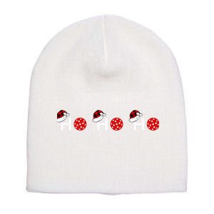 Ho Ho Ho Pickleball And Red Plaid Santa Hats Short Acrylic Beanie