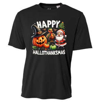 Happy Hallothanksmas Halloween Merry Christmas Thanksgiving Cooling Performance Crew T-Shirt