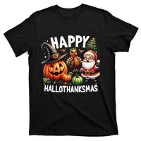 Happy Hallothanksmas Halloween Merry Christmas Thanksgiving T-Shirt