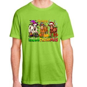 Happy Hallothanksmas Halloween Thanksgiving Christmas Cow Gift Adult ChromaSoft Performance T-Shirt