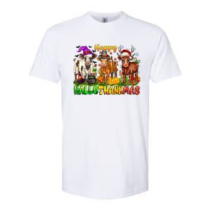 Happy Hallothanksmas Halloween Thanksgiving Christmas Cow Gift Softstyle CVC T-Shirt