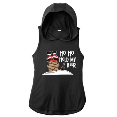 Ho Ho Hold My Beer Christmas Funny Gift Ladies PosiCharge Tri-Blend Wicking Draft Hoodie Tank